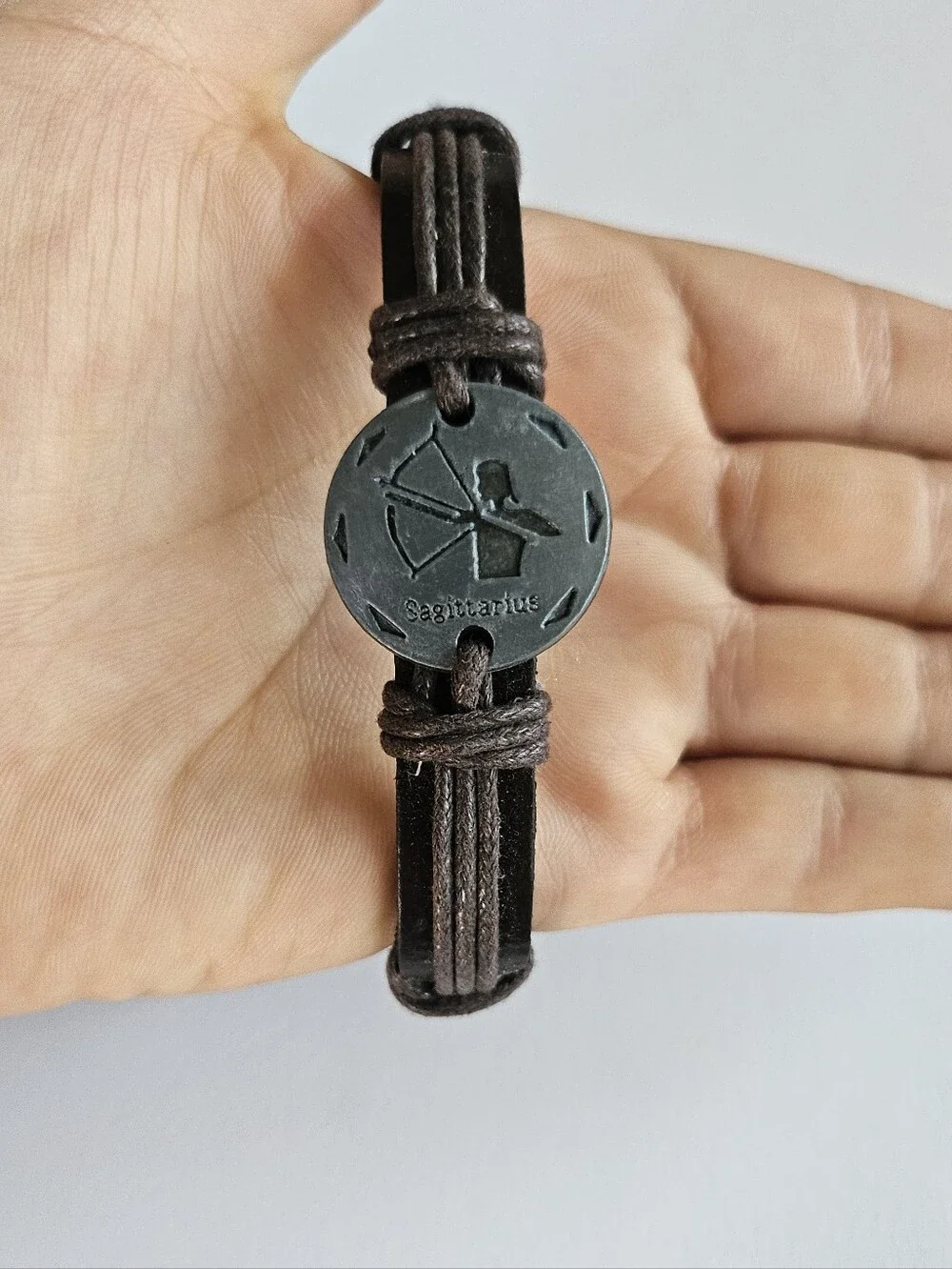 Sagittarius Zodiac leather bracelet. Unisex